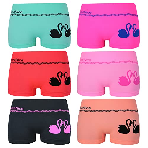 ReKoe 6er Pack Damen Hotpants Unterhose Pants Tanga Panty Slip Unterwäsche mit Motiv, Größe:L-XL = 40/42 von ReKoe