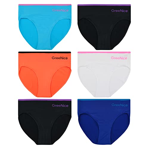 ReKoe 6er Pack Damen Slip Microfaser Hipster Unterwäsche Uni Neon Farben Unterhose, Größe:L-XL = 40/42 von ReKoe