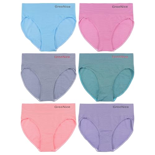 ReKoe 6er Pack Damen Slip Microfaser Neon Hipster Unterwäsche Hüftslips Unterhosen, Größe:XL-XXL = 42/44 von ReKoe