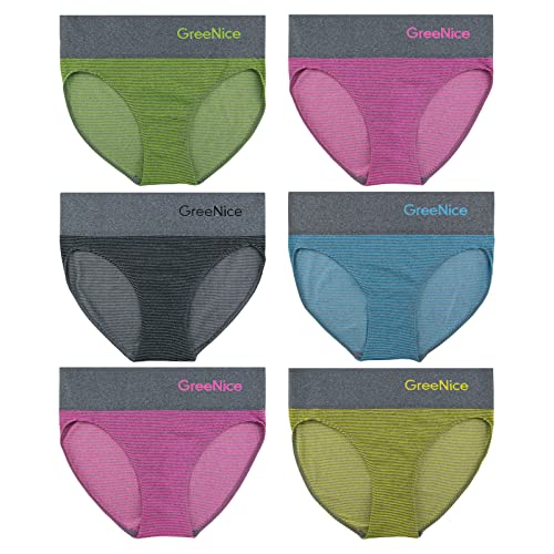 ReKoe 6er Pack Damen Slip mit hohem Bund in Dezenten Farben gestreift S M L XL XXL, Größe:XL-XXL = 42/44 von ReKoe