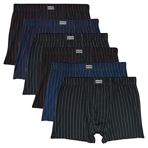 ReKoe 6er Pack Herren Boxershorts Baumwolle Übergröße 3XL 4XL Streifen Unterhosen, Größe:3XL von ReKoe