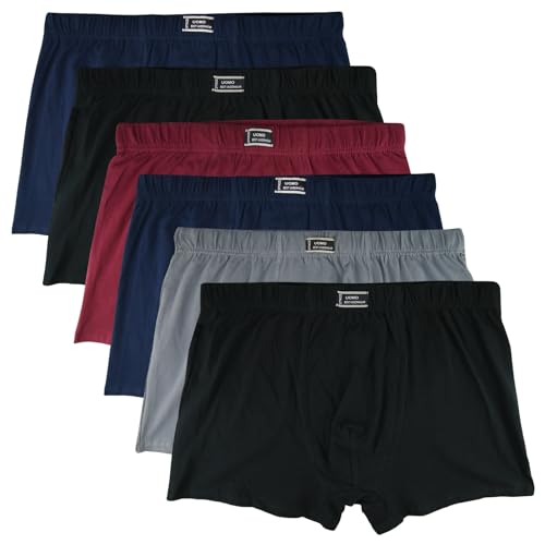 ReKoe 6er Pack Herren Boxershorts Baumwolle Übergröße Uni Unterhosen 4XL 5XL 6XL 7XL, Größe:7XL von ReKoe