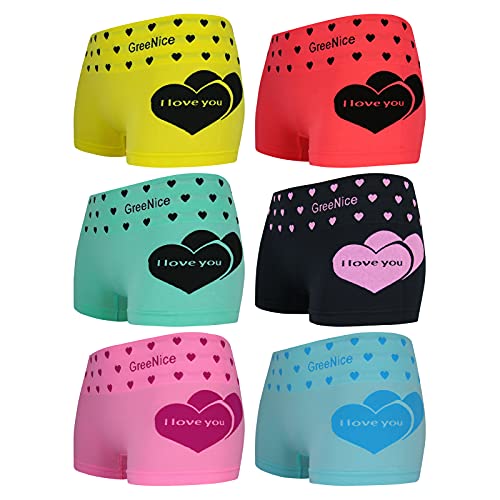 ReKoe 6er Pack Hotpants Slips Unterhose Pants Panty Unterwäsche Mit Herz 'i Love You', Größe:L-XL = 40/42 von ReKoe