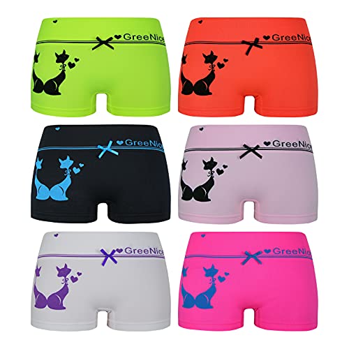 ReKoe 6er Pack Hotpants Unterhose Pants Tanga Panty Unterwäsche Logo Katze Herzen, Größe:L-XL = 40/42 von ReKoe