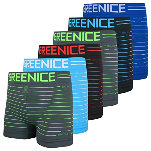 ReKoe 6er Pack Jungen Boxershorts Pants Short Skulls Schwerter Fahne Anker Streifen, Größe:116-128 von ReKoe