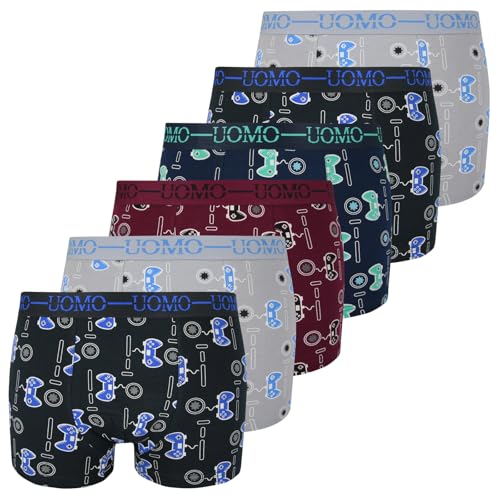 ReKoe 6er Pack Jungen Kinder Boxershorts Baumwolle Gamer Motiv Unterhose Boy 122-170, Größe:158 von ReKoe