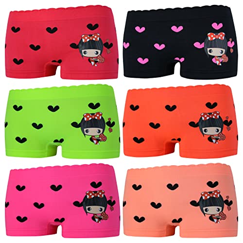 ReKoe 6er Pack Mädchen Panty Microfaser Herz Heart Punkte Little Girl Schleife Shorts, Größe:146-158 von ReKoe