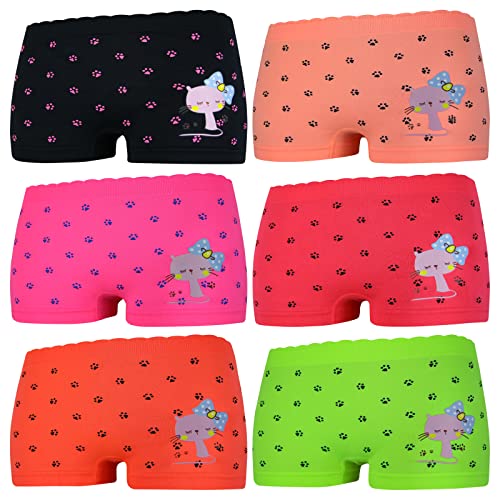 ReKoe 6er Pack Mädchen Panty Microfaser Kinder Katze Cat Paws Pfote Pfötchen Schleife, Größe:122-134 von ReKoe