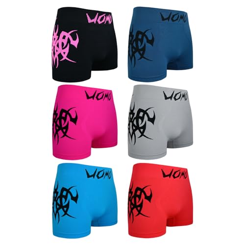 ReKoe 6er Pack Microfaser Uomo Tattoo Traibel Unterwäsche Pants Herren Boxershorts, Größe:M/L von ReKoe