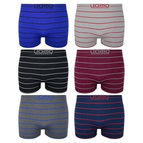ReKoe 6er Pack Microfaser Uomo gestreift Unterwäsche Pants Herren Boxershorts Fitness, Größe:M/L von ReKoe