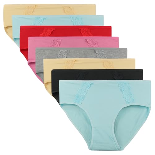 ReKoe 8er Pack Damen Slip Baumwolle H�ftslip Pants Panties SCHL�pfer Uni Farben Basic, Gr��e:52/54 = (Etikett XXXL) von ReKoe