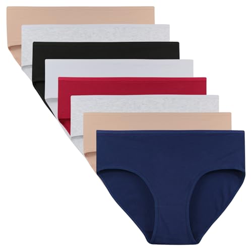 ReKoe 8er Pack Damen Slip Baumwolle H�ftslip Pants Panties SCHL�pfer Uni Unterhose, Gr��e:44/46 = (Etikett XL) von ReKoe