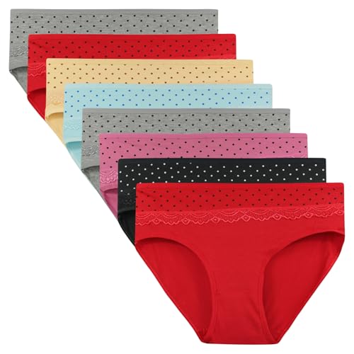 ReKoe 8er Pack Damen Slip Baumwolle H�ftslips Pants Unterhose SCHL�pfer Unterw�sche, Gr��e:44/46 = (Etikett XL) von ReKoe