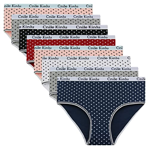 ReKoe 8er Pack Damen Slip Baumwolle Panties Unterwäsche Schlüpfer Unterhose Gepunktet, Größe:40/42 = (Etikett L) von ReKoe