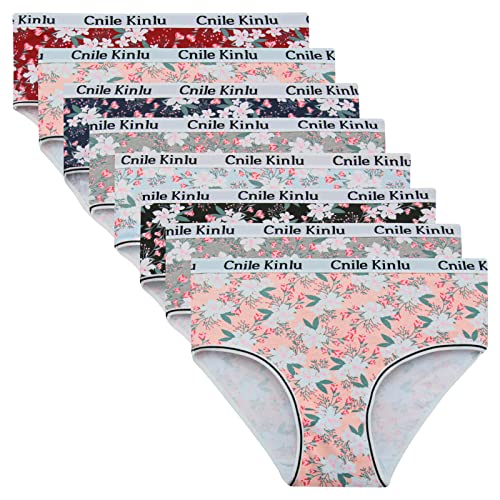 ReKoe 8er Pack Damen Slip Baumwolle Pants Unterwäsche Schlüpfer Unterhose Mit Muster, Größe:40/42 = (Etikett L) von ReKoe