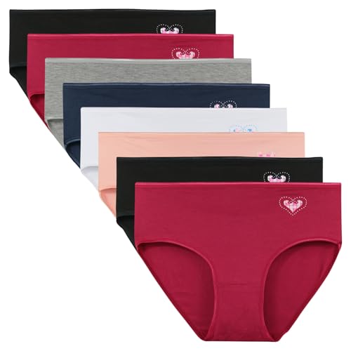 ReKoe 8er Pack Damen Slip Baumwolle Unterw�sche Mehrpack Unterhose Basic Uni Herz, Gr��e:56/58 = (Etikett XXXXL) von ReKoe
