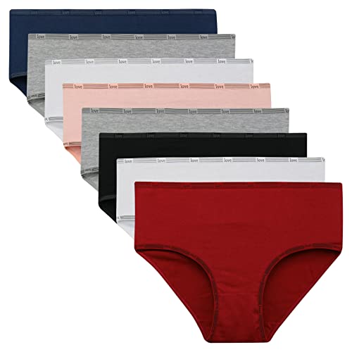 ReKoe 8er Pack Damen Slip Baumwolle Unterwäsche Mehrpack Hipster Basic Uni Farben, Größe:40/42 = (Etikett L) von ReKoe