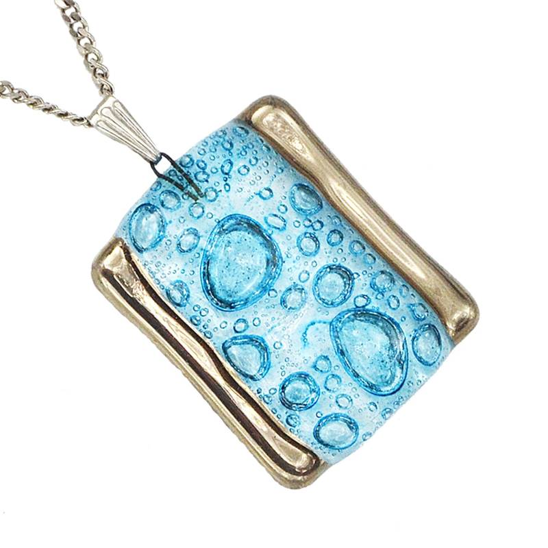 Halskette Für Frauen Boho Bubble Glas Mit Platin Oder Gold Handgefertigter Designer Schmuck Türkis Blau Braun Halskette Für Frauen Boho Bubble Glas Mit Platin Oder Gold Handgefertigter Designer Schmuck Türkis Blau Braun von ReMaatelier