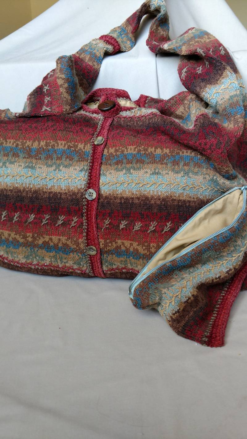 Burgund Fair Isle Pullover Geldbörse Mit Passenden Reißverschluss Beutel von RePursesDesigns