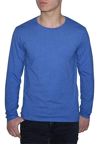 Young & Rich Herren Longsleeve 10 Farben Rundhals - Langarm Shirt einfarbig Slim fit - Uni Basic O-Neck Shirt Stretch - Größe S bis 3XL von ReRock