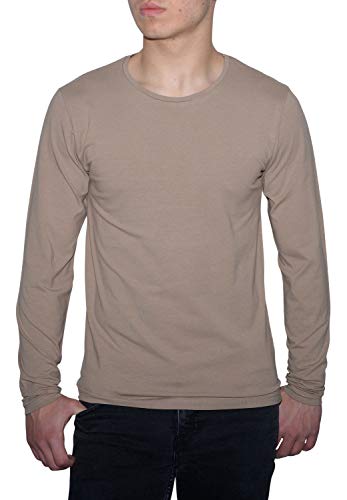 Young & Rich Herren Longsleeve 10 Farben Rundhals - Langarm Shirt einfarbig Slim fit - Uni Basic O-Neck Shirt Stretch - Größe S bis 3XL von ReRock