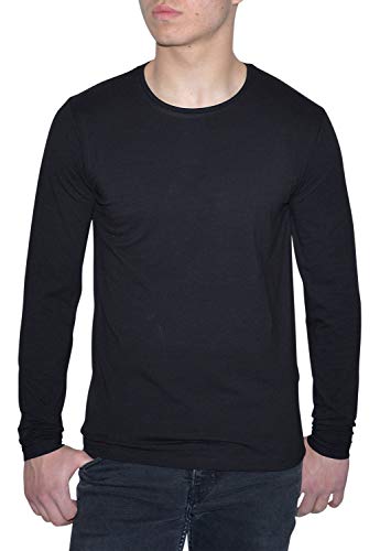 Young & Rich Herren Longsleeve 10 Farben Rundhals - Langarm Shirt einfarbig Slim fit - Uni Basic O-Neck Shirt Stretch - Größe S bis 3XL von ReRock