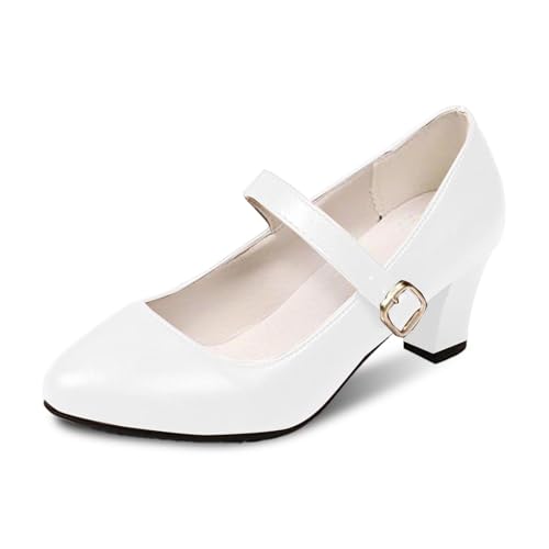 Dame Mary Janes Pumps Blockabsatz Geschlossener Pumps Spangenpumps Bequem Damenschuhe Halbschuhe Highheels Trachtenschuhe Festliche Party Tanzschuhe Hochzeitsschuhe von ReSin90s