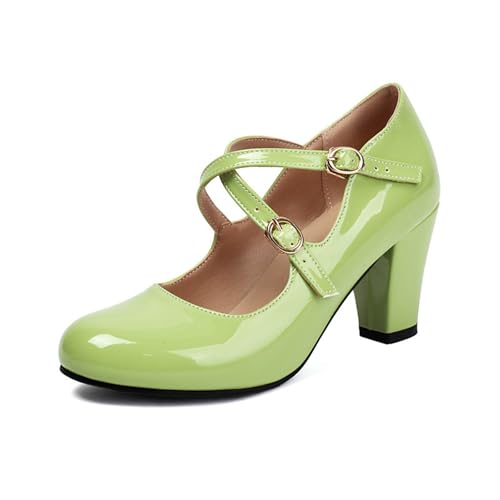 Dame Mary Janes Pumps Blockabsatz Geschlossener Pumps Spangenpumps Elegant Dirndl Schuhe Mit Riemchen Elegant Tanzschuhe Festliche Party Tanzschuhe Hochzeitsschuhe von ReSin90s