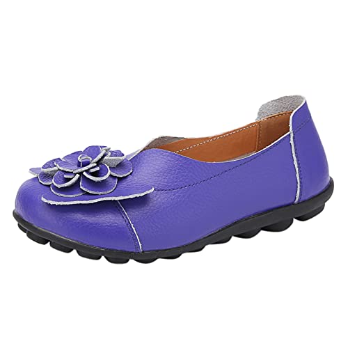 Damen Klassische Loafer Segelschuhe Aus PU Leder Freizeit Walkingschuhe Frauen Slip on Stoffschuhe Loafers Modische Halbschuhe Fahrerschuhe von ReSin90s