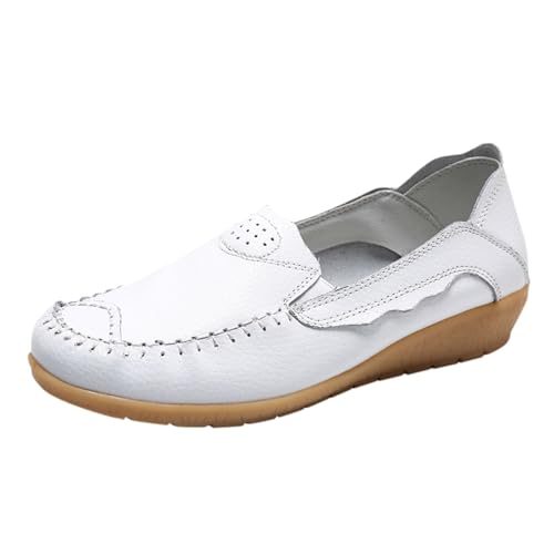 Damen Loafer Schuhe Segelschuhe Aus PU Leder Freizeit Walkingschuhe Fashion Schuhe Mokassins Slip on Loafers Klassischer Sommerschuh Bootsschuhe von ReSin90s