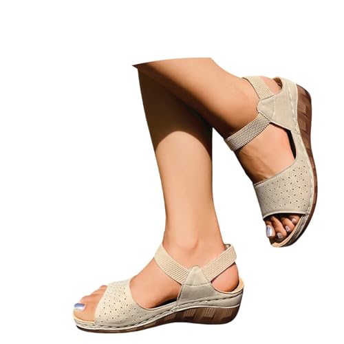 Damen Platform Slides Weiche Memory Schaum Gepolsterte Plateau Sandale Sommer Wedge Peep Toe High Heel Plattform Pantoletten Outdoor Casual Keilsandalen Open Toe Slide Sandalen von ReSin90s