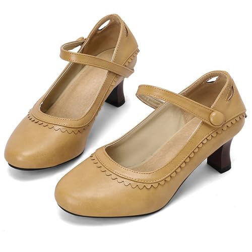 Damen Pumps Riemchenpumps Mary Janes Chunky High Heel Kleid Schuhe Dicker Absatz Pumps Elegant Dirndl Schuhe Mit Riemchen Elegant Tanzschuhe Plateau, Kleider, Brautschuhe Party von ReSin90s