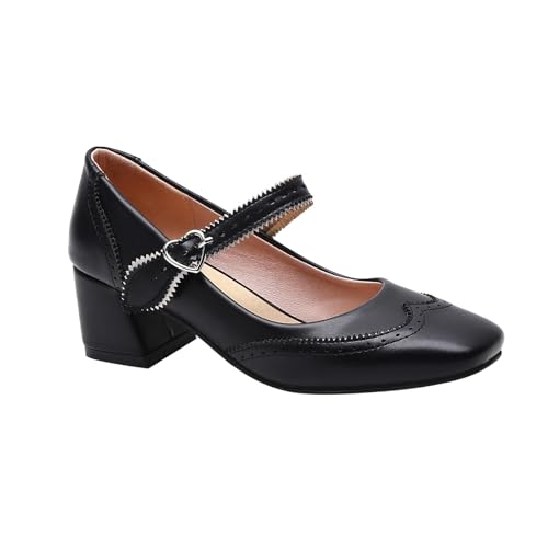 Damen Pumps Riemchenpumps Mary Janes Chunky High Heel Kleid Schuhe Dicker Absatz Pumps Elegant Dirndl Schuhe Mit Riemchen Elegant Tanzschuhe für Hochzeiten und Partys von ReSin90s