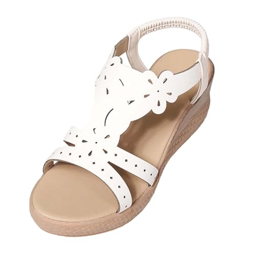 Damen Sandalen Sommer Casual Wedge Peep Toe High Heel Plattform Sandale Anti-Rutsch Open Toe Strandsandalen Slingback Elastischen Schuhe Casual Ankle Elastic Strandsandaletten Flip Flops von ReSin90s