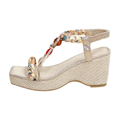 Damen Sandalen Sommer Open Toe Wedges Strand Im Freien Dicke Boden Sandalen Bequeme Flach Elegant Sandaletten Sandale Sommerschuhe Travel Slope Heel Roman Sandals Lightweight Flip Flops von ReSin90s