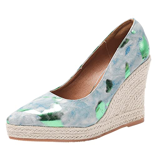 Damen Sommer Sandalen Mit Keilabsatze Casual Damen Sommer Elegant Wedge Peep Toe High Heel Plattform Pantoletten Freizeit Flach Sandalette Keilabsatz Keilpumps von ReSin90s