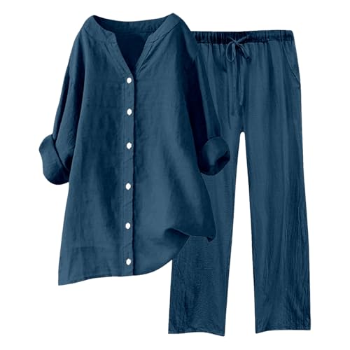 Damen Zweiteiler Musselin Bluse Hemd Und Lang Hose Aesthetic Lounge Set Strand Outfit Elegant V-Ausschnitt Two Piece Set Freizeit Streetwear Große Größe Damen Zweiteiler Musselin Bluse Hemd Und Lang Hose Aesthetic Lounge Set Strand Outfit Elegant V-Ausschnitt Two Piece Set Freizeit Streetwear Große Größe von ReSin90s
