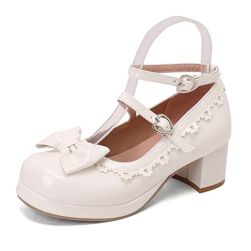 Dirndl Schuhe Damen Pumps Riemchenpumps Chunky High Heel Kleid Schuhe Dicker Absatz Pumps Bequem Damenschuhe Halbschuhe Highheels Trachtenschuhe Plateau, Kleider, Brautschuhe Party von ReSin90s