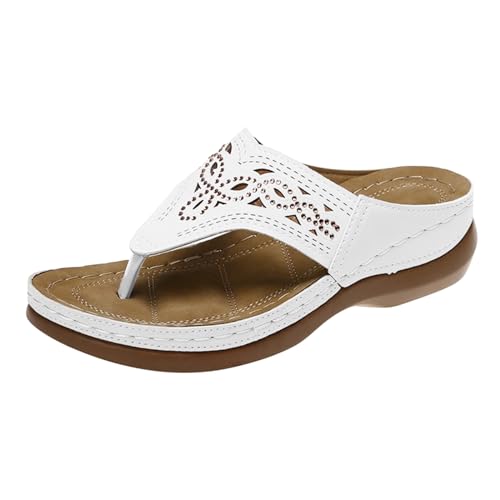 Flip Flops Damen Zehenabscheider Plateau Sandalen Pantoletten Keilabsatz Sandal Sommerschuhe Orthopädische Sandale & Slides Festliche Offene Schuhe Sommer Strand Rutschfest Sohle Badesandalen von ReSin90s