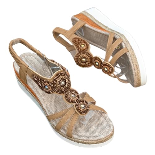Keilsandalen Damen Sandaletten Mit Absatz Casual Damen Wedge Peep Toe High Heel Plattform Pantoletten Weiche Fußbett Pool Meer Strand Outdoor Sommerschuhe von ReSin90s