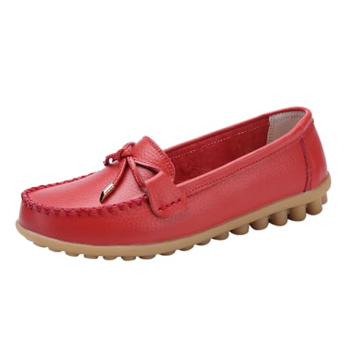 Mokassins Damen Loafer Segelschuhe Aus PU Leder Freizeit Walkingschuhe Casual Slip on Flat Shoes Women's Comfort Penny Loafers Klassischer Sommerschuh Bootsschuhe von ReSin90s