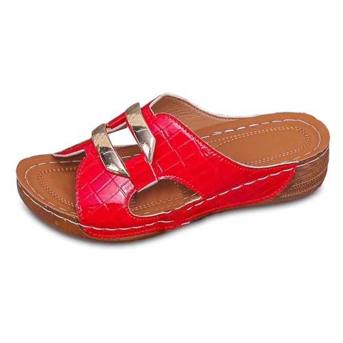 Plattform Sandalen Damen Hausschuhe Mit Keilabsatz Orthopädische Sandals Sommer Wedge Peep Toe High Heel Plattform Pantoletten Outdoor Casual Keilsandalen Open Toe Slide Sandalen von ReSin90s