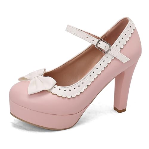 Pumps Damen Trachtenschuhe Mary Janes Chunky High Heel Kleid Schuhe Dicker Absatz Pumps Bequem Damenschuhe Halbschuhe Highheels Trachtenschuhe Tanzschuhe Festival Absatzschuhe von ReSin90s