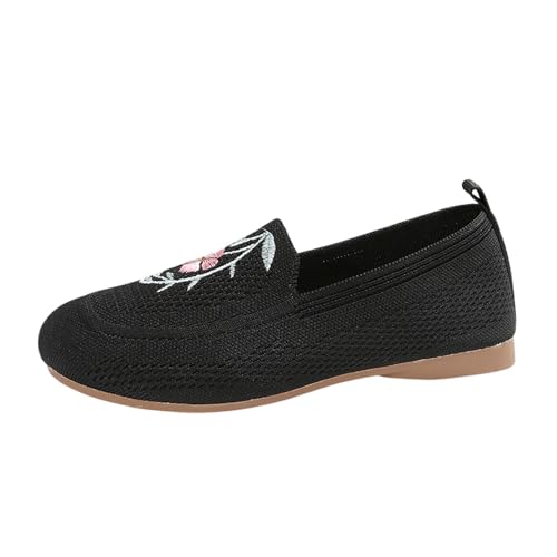 ReSin90s Ballerinas Damen Schuhe Slip on Kleid Schuhe Loafer Stoffschuhe Runde Zehe Bequem Loafers Sommerschuhe Freizeitschuhe Trachtenschuhe von ReSin90s