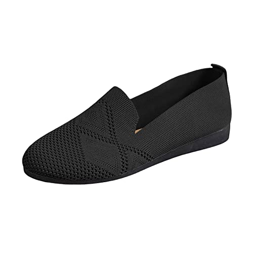 ReSin90s Ballerinas Damen Schuhe Slip on Strick Schuhe Mittelalter Mokassins Sommerschuhe,Runder Spitze, rutschfeste Loafers Freizeitschuhe Für Alltag Stilvolle Outfits von ReSin90s