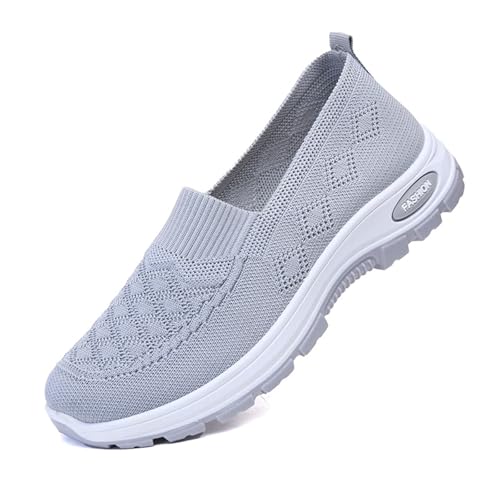ReSin90s Barfußschuhe Damen Slipper Bequeme Slip Auf Casual Flat Mocassin Vermascht Memory Schaum Schuhe Mit Keilabsatz Wanderschuhe Halbschuhe Outdoor Laufschuhen Turnschuhe von ReSin90s