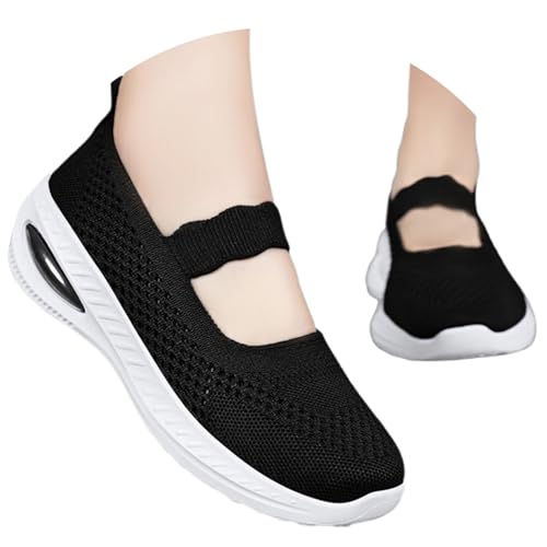 ReSin90s Barfußschuhe Damen Slipper Mesh Leichte Atmungsaktiv Freizeitschuhen Slip on Sneakers Mesh Stoffschuhe Geschlossene Halbschuhe Gesundheitsschuh Mesh Trainer Minimalistische von ReSin90s