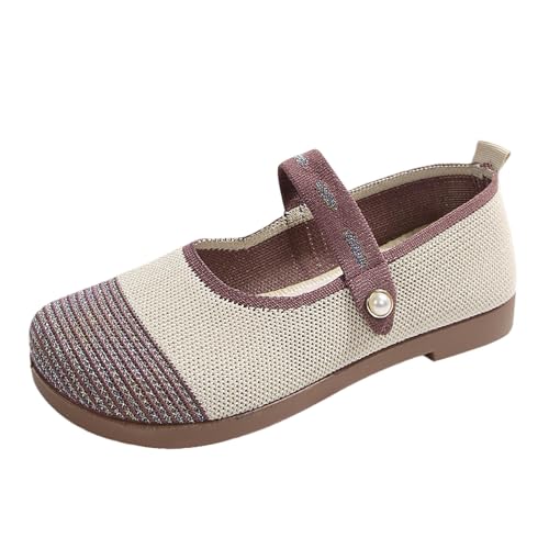 ReSin90s Damen Ballerinas Slip on Kleid Schuhe Loafer Stoffschuhe Elegante Schlupfschuhe Mit Runder Zehenpartie Für Spaziergänge Keilabsatz Lässiger Stil von ReSin90s