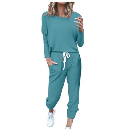ReSin90s Damen Hausanzug 2 Teile, Damen Jogginganzug Set Langarm Sweatshirt mit jogginghose Tracksuit Elegant Freizeitanzug,Sport Hosenanzug Hausanzug Trainingsanzug Outfits von ReSin90s