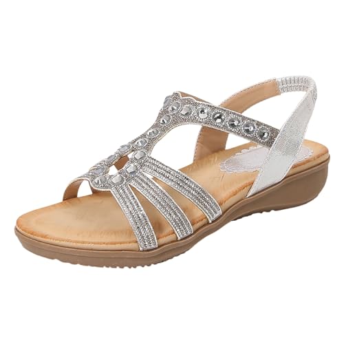 ReSin90s Damen Keilsandalen Elegant Weite H Sandaletten Keilabsatz Wedges Sommer Frauen Peeptoes Absatz Pantoletten Weiche Fußbett Pool Meer Strand Outdoor Sommerschuhe von ReSin90s